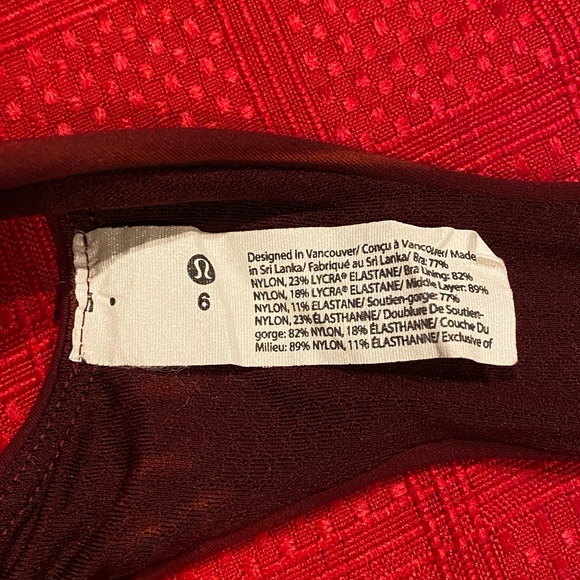 Lululemon Wunder Train Longline Bra Sz 6 High Neck Sun Bleached Wash Red Merlot - Picture 3 of 7